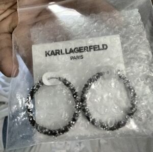 Karl Lagerfeld Black And Silver  Sparkling Hair Hoops